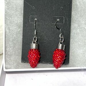 Festive Red Christmas Light Drop Dangle Holiday Earrings